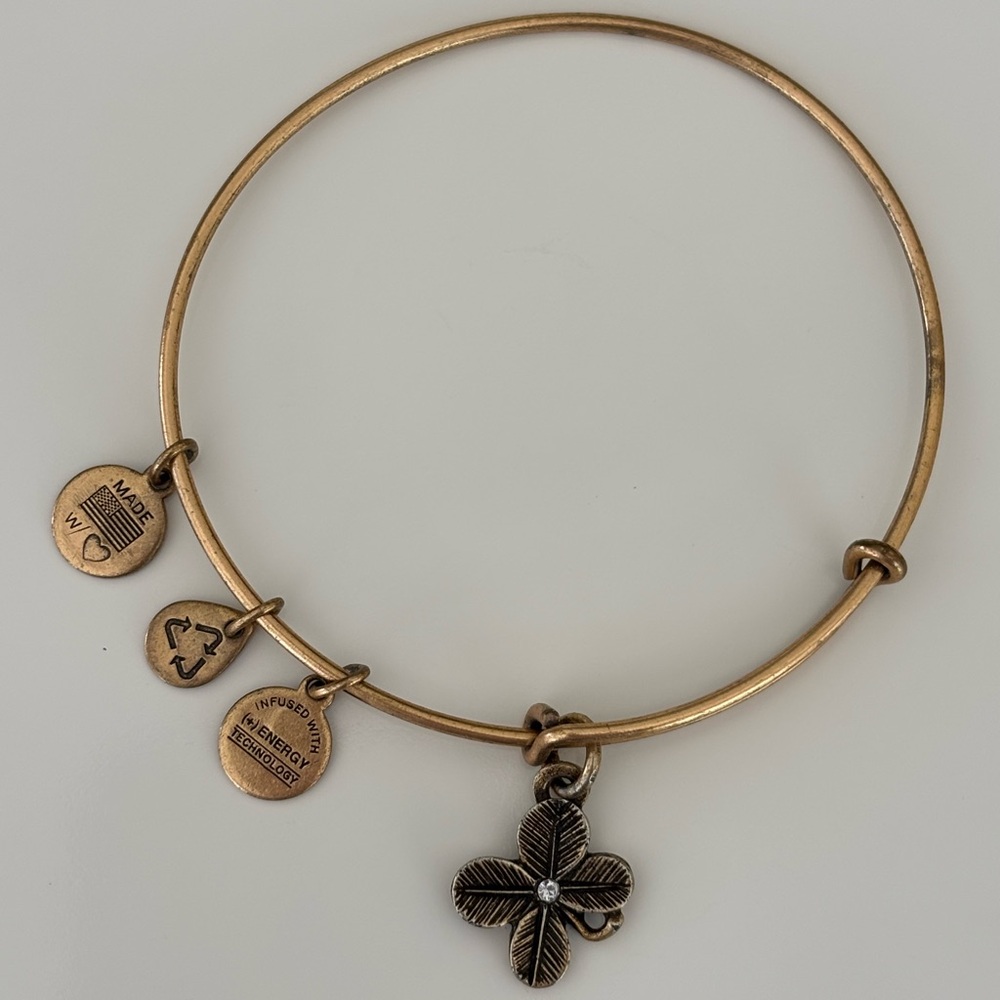 ALEX AND ANI Gold tone 4 -Leaf Clover Charm Bracelet